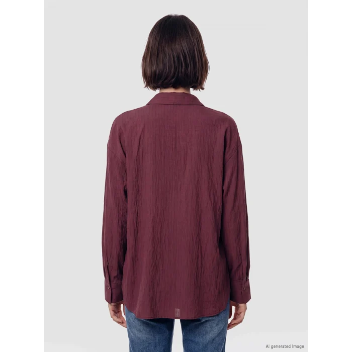 LCW Modest Bordo Modal Karışımlı Kadın Gömlek Tunik