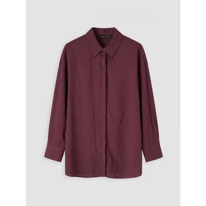 LCW Modest Bordo Modal Karışımlı Kadın Gömlek Tunik