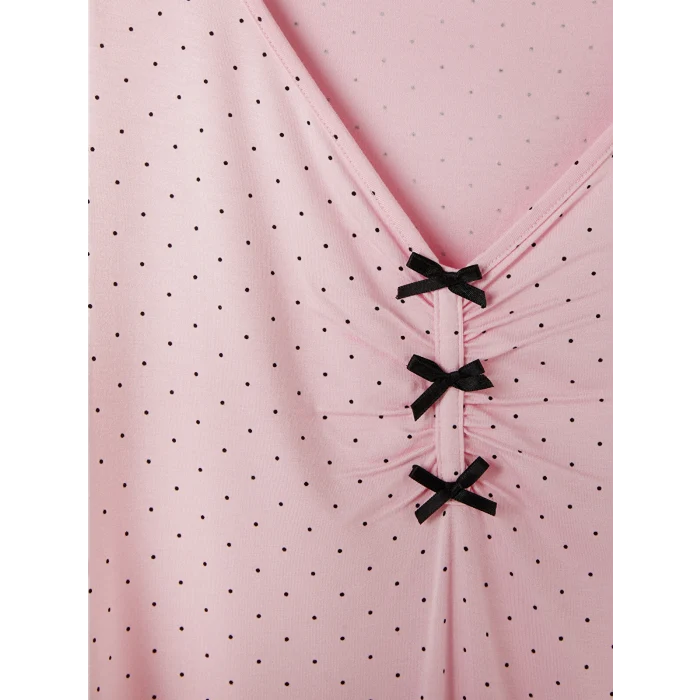 LCW DREAM Pembe V Yaka Puantiyeli Kadın Şortlu Pijama Takımı