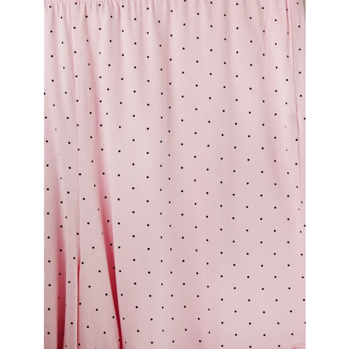 LCW DREAM Pembe V Yaka Puantiyeli Kadın Şortlu Pijama Takımı