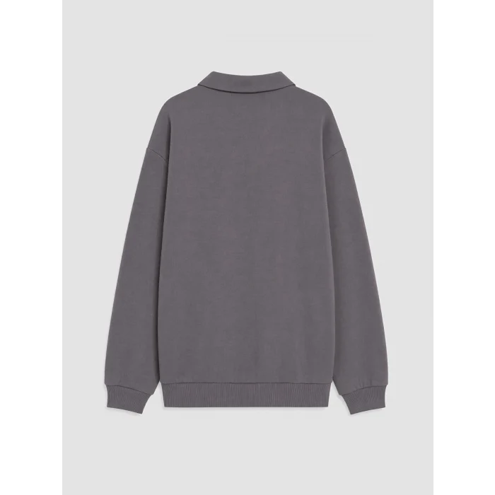 LCW Kids Gri Polo Yaka Erkek Çocuk Sweatshirt