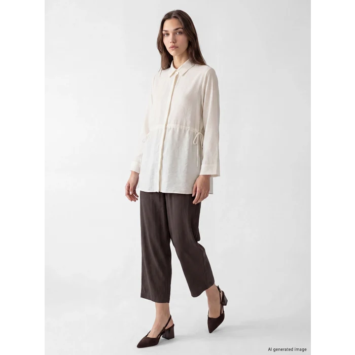 LCW Modest Ekru Modal Karışımlı Kadın Gömlek Tunik