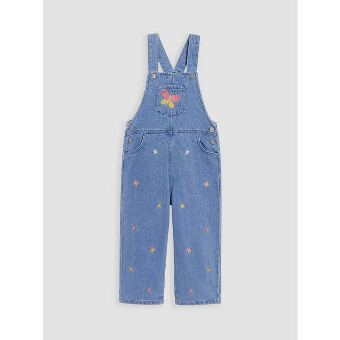 LCW Kids Mavi Nakışlı Kız Çocuk Jean Salopet