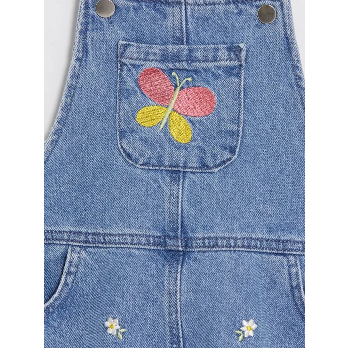 LCW Kids Mavi Nakışlı Kız Çocuk Jean Salopet