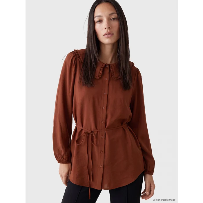 LCW EVERYDAY Bordo Bebe Yaka Bağlamalı Kadın Gömlek Tunik