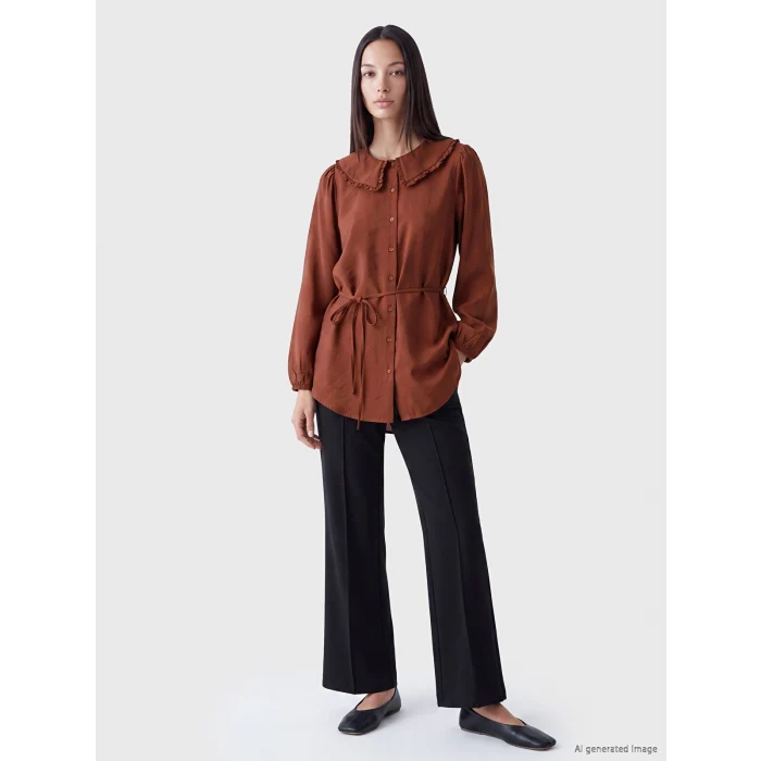 LCW EVERYDAY Bordo Bebe Yaka Bağlamalı Kadın Gömlek Tunik