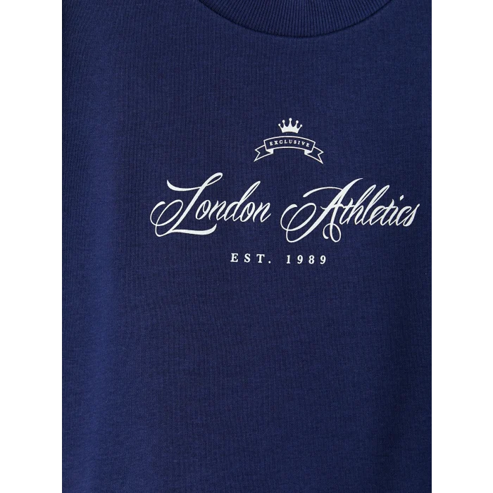 LCW Kids Lacivert Bisiklet Yaka Baskılı Kız Çocuk Sweatshirt