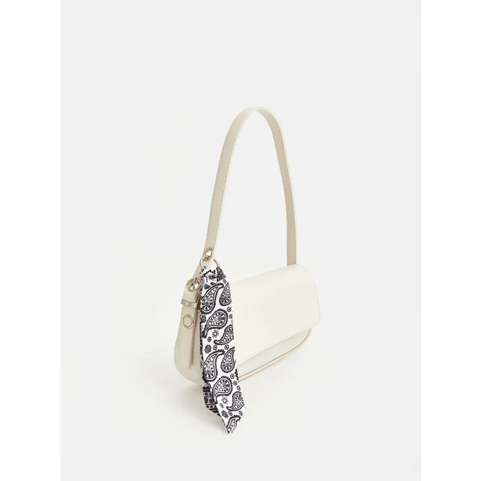 LCW ACCESSORIES Beyaz Aksesuarlı Deri Görünümlü Kadın Omuz Çantası