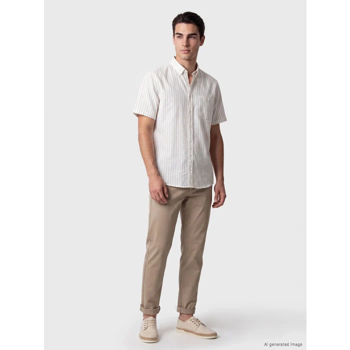 LCWAIKIKI Classic Sarı Regular Fit Çizgili Poplin Erkek Gömlek