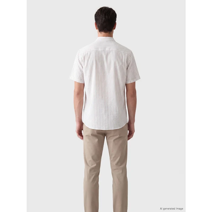 LCWAIKIKI Classic Sarı Regular Fit Çizgili Poplin Erkek Gömlek