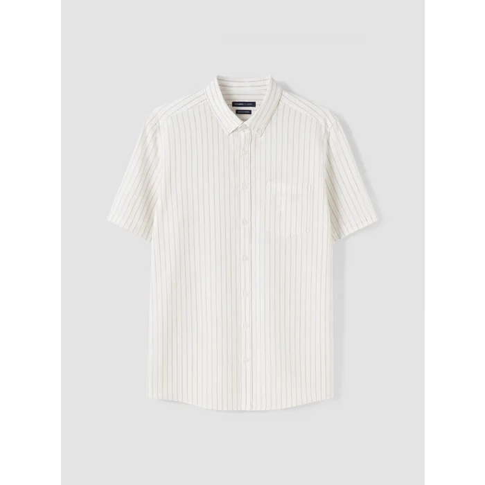 LCWAIKIKI Classic Sarı Regular Fit Çizgili Poplin Erkek Gömlek