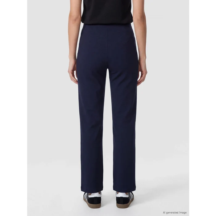 LCWAIKIKI Classic Lacivert Beli Lastikli Soft Touch Kadın Pantolon