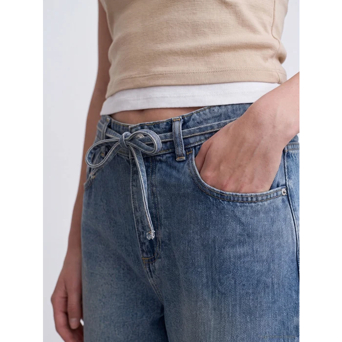 LCW Jeans İndigo Beli Lastikli Wideleg Kadın Jean Pantolon
