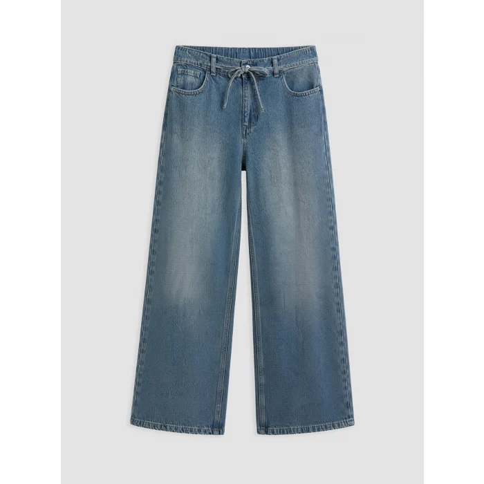LCW Jeans İndigo Beli Lastikli Wideleg Kadın Jean Pantolon