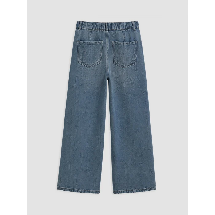LCW Jeans İndigo Beli Lastikli Wideleg Kadın Jean Pantolon
