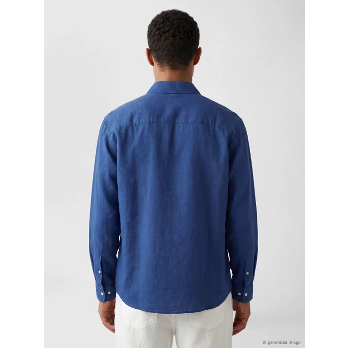 LCW Vision Mavi Regular Fit Keten Karışımlı Erkek Gömlek