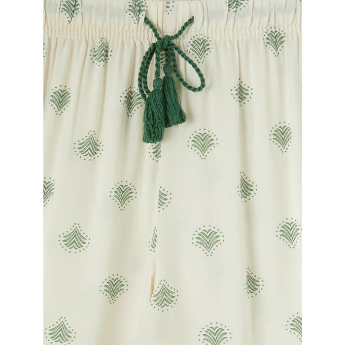 LCW DREAM Ekru V Yaka Desenli Kadın Pijama Takımı
