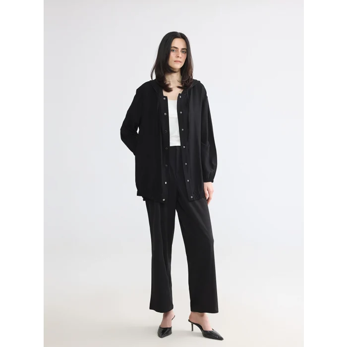 LCW EVERYDAY Siyah Kapüşonlu Kadın Tunik
