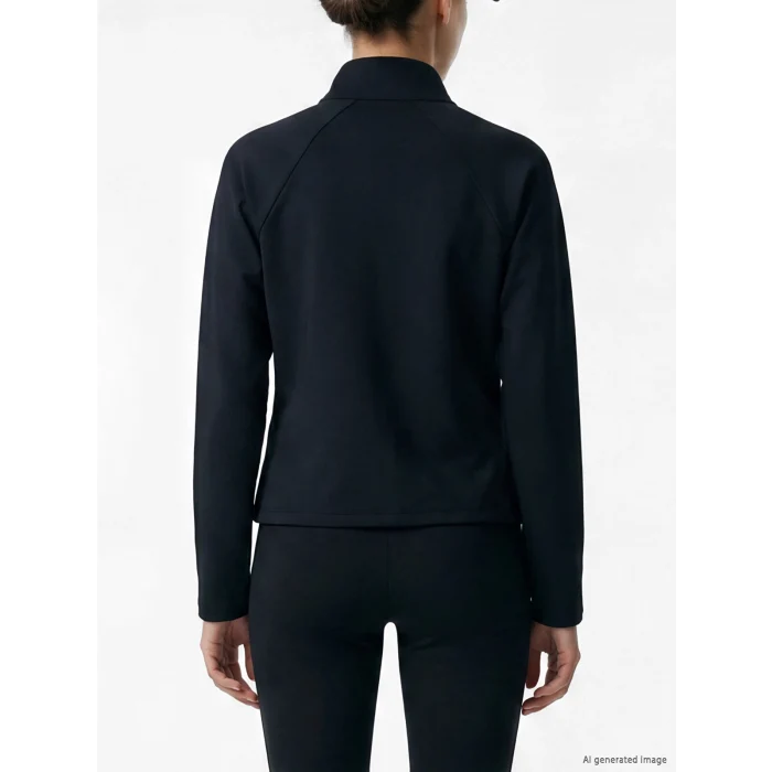 KOOR SPORT Siyah Dik Yaka Parmak Geçmeli Kadın Fermuarlı Sweatshirt