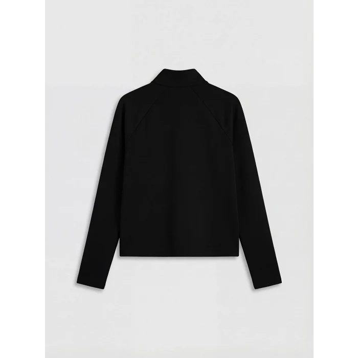 KOOR SPORT Siyah Dik Yaka Parmak Geçmeli Kadın Fermuarlı Sweatshirt