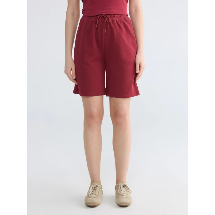 LCWAIKIKI Basic Bordo Beli Lastikli Kadın Şort