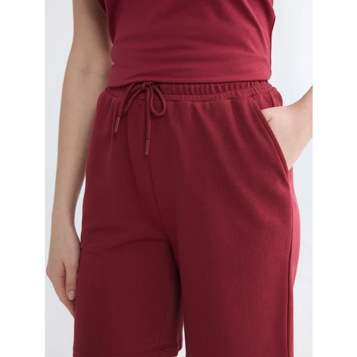 LCWAIKIKI Basic Bordo Beli Lastikli Kadın Şort