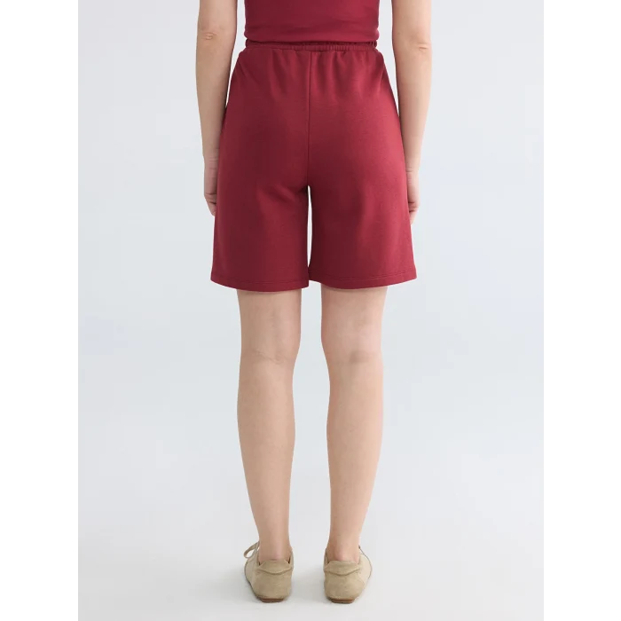 LCWAIKIKI Basic Bordo Beli Lastikli Kadın Şort
