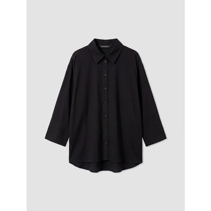 LCW EVERYDAY Siyah Dokulu Oversize Kadın Gömlek