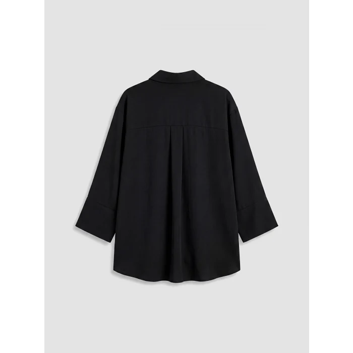 LCW EVERYDAY Siyah Dokulu Oversize Kadın Gömlek