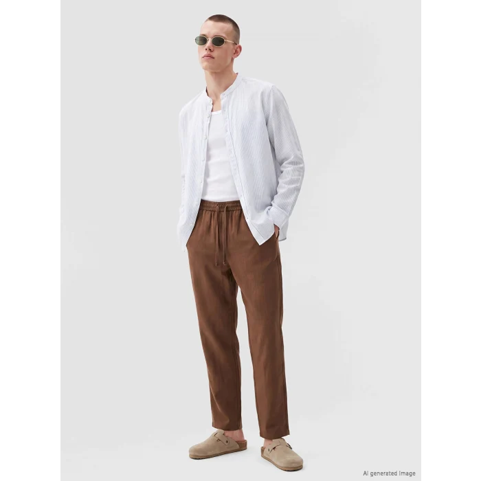 XSIDE Mavi Regular Fit Hakim Yaka Çizgili Poplin Erkek Gömlek