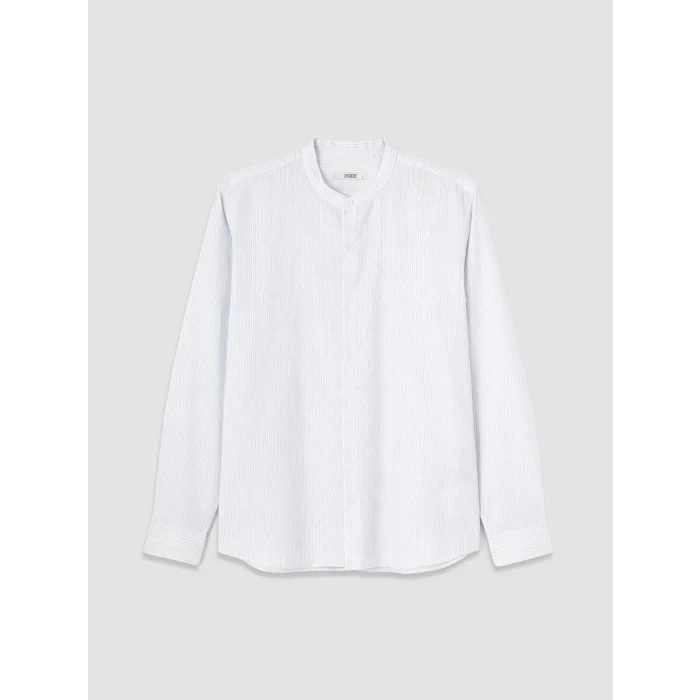 XSIDE Mavi Regular Fit Hakim Yaka Çizgili Poplin Erkek Gömlek