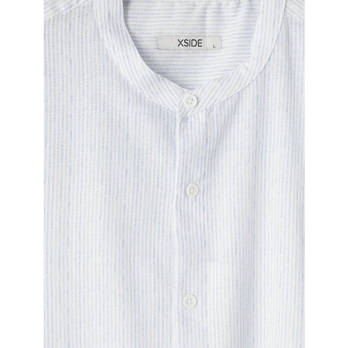 XSIDE Mavi Regular Fit Hakim Yaka Çizgili Poplin Erkek Gömlek