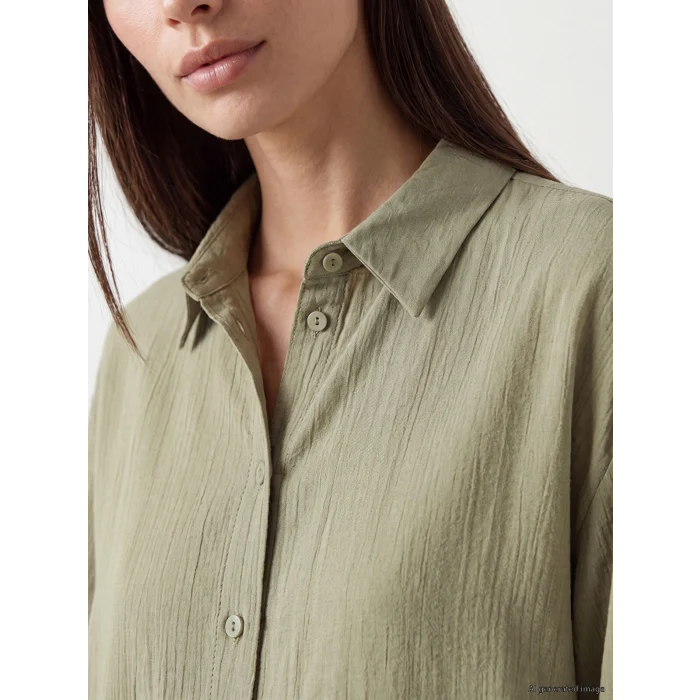 LCW EVERYDAY Haki Dokulu Oversize Kadın Gömlek