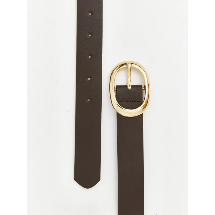 LCW ACCESSORIES Kahverengi Deri Görünümlü Kadın Kemer 2li