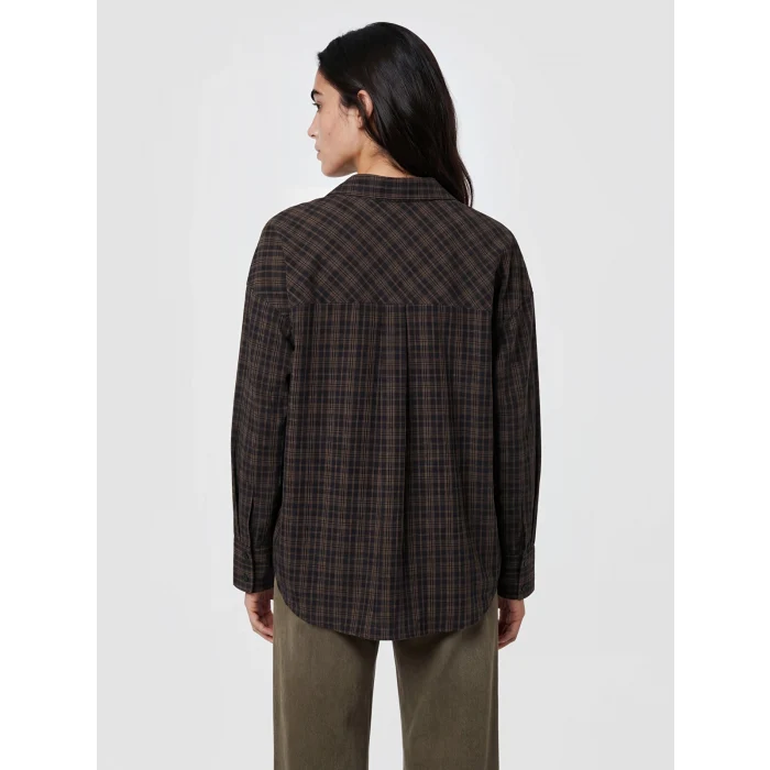 LCW Vision Kahverengi Ekose Oversize Kadın Gömlek