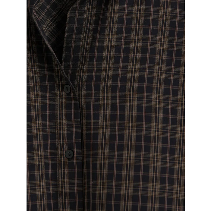 LCW Vision Kahverengi Ekose Oversize Kadın Gömlek