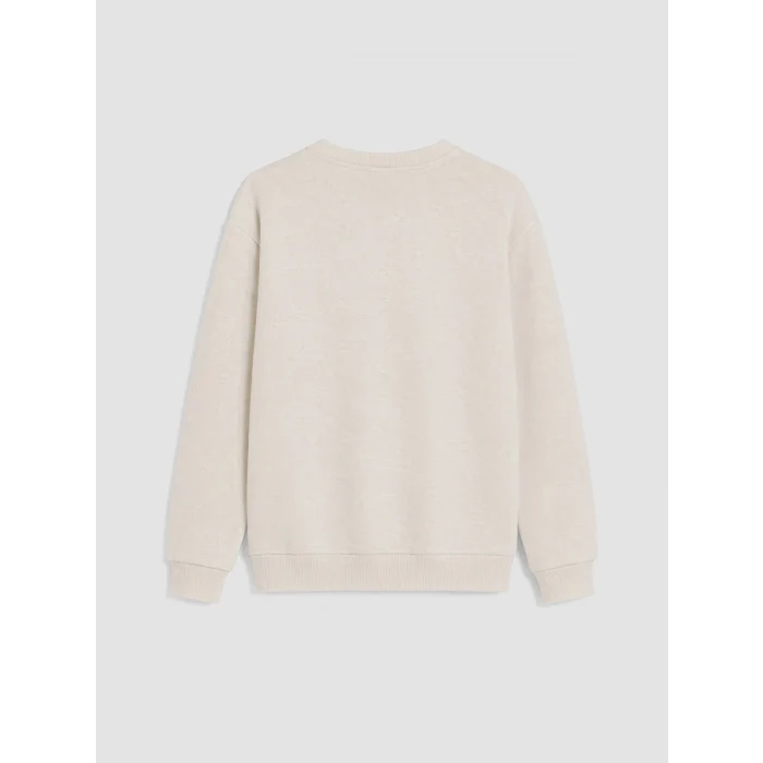 LCW baby Beyaz Bisiklet Yaka Düğmeli Erkek Çocuk Sweatshirt