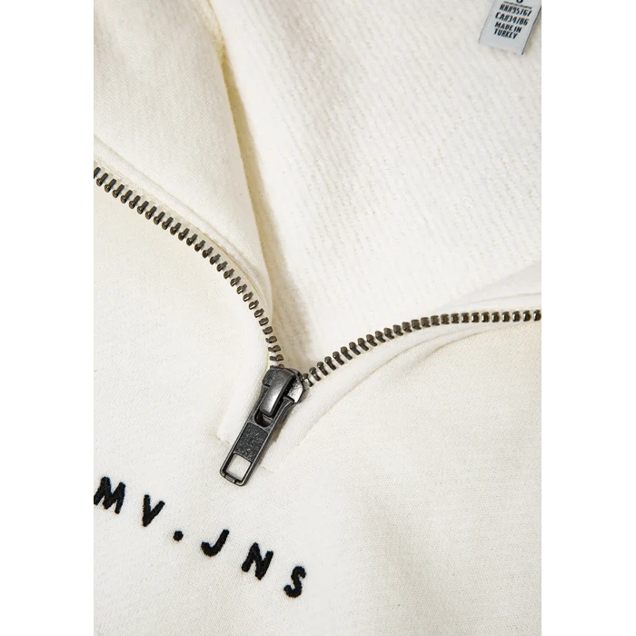 Mavi 1S10533-89145 MVJNS Nakışlı Yarı Fermuarlı Ekru Sweatshirt