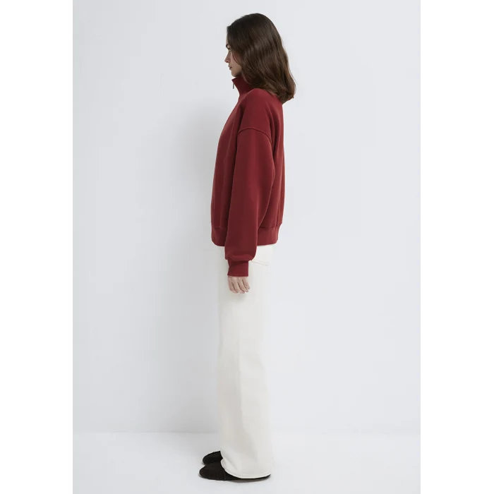 Mavi 1S10533-70411 MVJNS Nakışlı Yarı Fermuarlı Kırmızı Sweatshirt