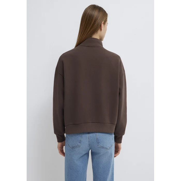 Mavi 1S10533-71603 MVJNS Nakışlı Yarı Fermuarlı Kahverengi Sweatshirt