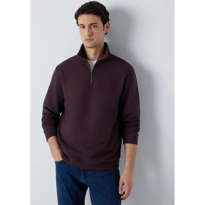 Mavi 0S20027-88083 Yarı Fermuarlı Kahverengi Sweatshirt