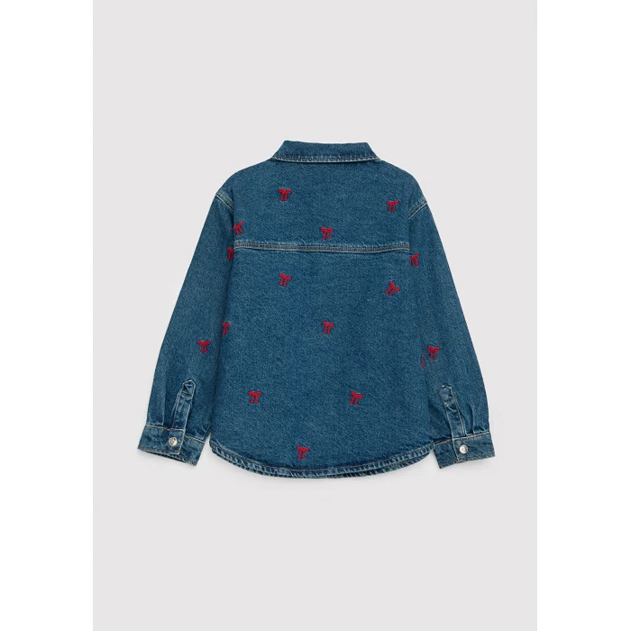 Mavi 7210002-A4164 LUYU 90lar Kurdele Nakışlı Koyu Mavi Denim Gömlek