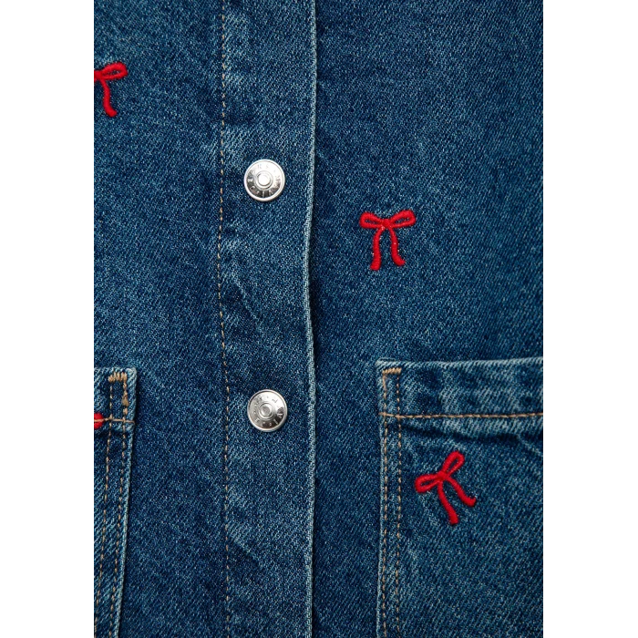 Mavi 7210002-A4164 LUYU 90lar Kurdele Nakışlı Koyu Mavi Denim Gömlek