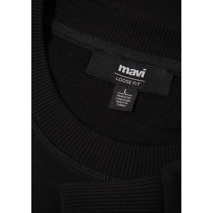Mavi 0S10551-900 Mavi Logo Baskılı Bisiklet Yaka Siyah Sweatshirt