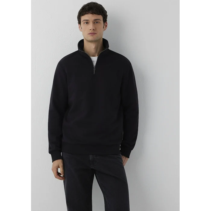 Mavi 0S20027-900 Yarı Fermuarlı Siyah Sweatshirt