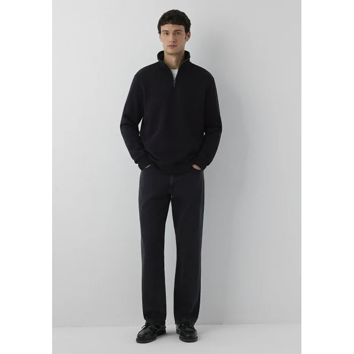 Mavi 0S20027-900 Yarı Fermuarlı Siyah Sweatshirt