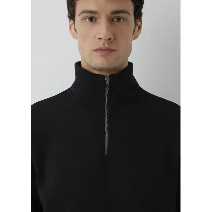Mavi 0S20027-900 Yarı Fermuarlı Siyah Sweatshirt