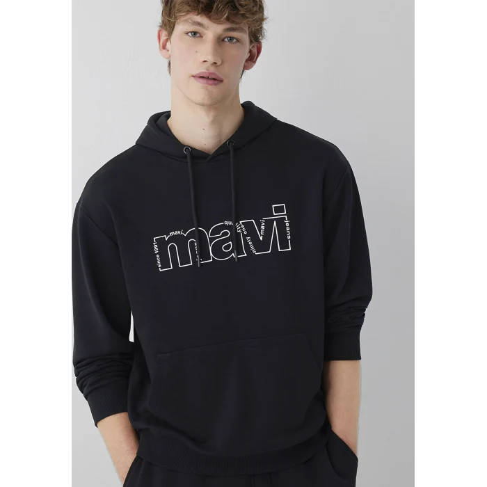 Mavi 0S10196-900 Mavi Logo Baskılı Siyah Sweatshirt