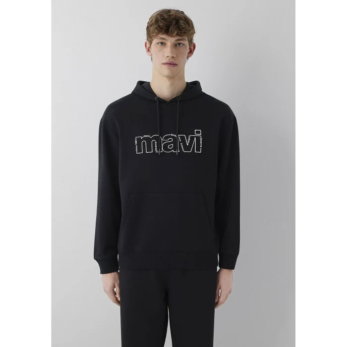 Mavi 0S10196-900 Mavi Logo Baskılı Siyah Sweatshirt