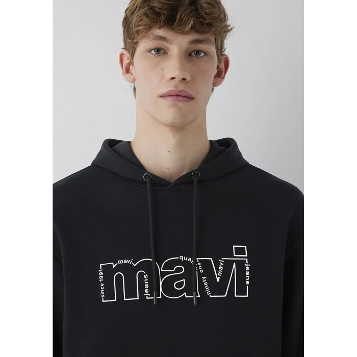 Mavi 0S10196-900 Mavi Logo Baskılı Siyah Sweatshirt